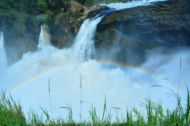 Murchison Falls displaying a rainbow